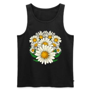 Jardin botanique Marguerite Cadeau Botanique - Débardeur bio Premium Homme - noir - Devant - Michal (187cm)