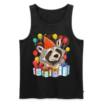 Geburtstagsgeschenk Wald Tier Trash Panda Waschbär - Männer Premium Bio Tank Top - Schwarz - Vorne - Michal (187cm)