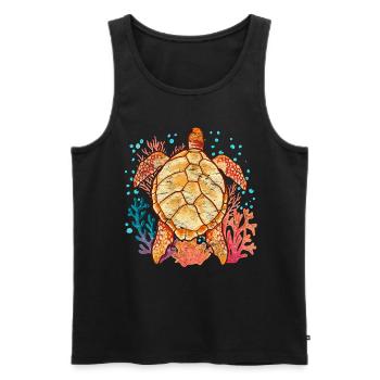 Tortue de mer hawaïenne Tortue animale de l’océan - Débardeur bio Premium Homme - noir - Devant - Michal (187cm)