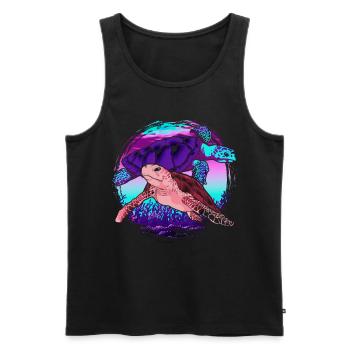 Sea Creatures Gift Colorful Turtle - Men's Premium Organic Tank Top - black - Front - AI Model Male 178 light (178cm)