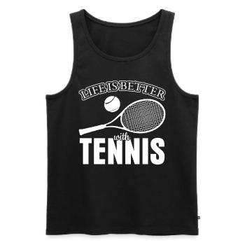Joueur de tennis Raquette de tennis - Débardeur bio Premium Homme - noir - Devant - Michal (187cm)