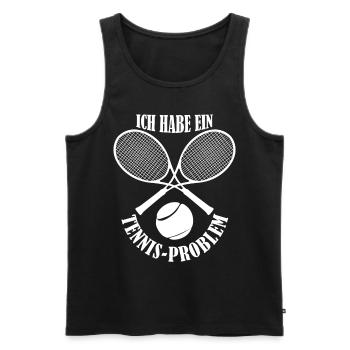 Tennis Tennis Saying Tennis Racket - Men's Premium Organic Tank Top - black - Front - AI Model Male 178 light (178cm)