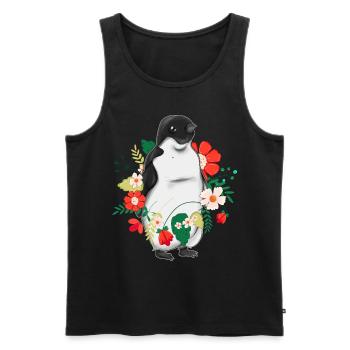 Zoo Tier Blumen Blüten Geschenk Niedliches Pinguin - Männer Premium Bio Tank Top - Schwarz - Vorne - Michal (187cm)