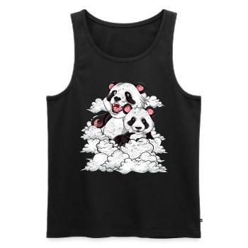 Cute Panda Bear Zoo Animal Gift Clouds Panda - Men's Premium Organic Tank Top - black - Front - Michal (187cm)