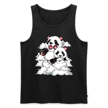 Cute Panda Bear Animal Gift Clouds Panda - Men's Premium Organic Tank Top - black - Front - Michal (187cm)