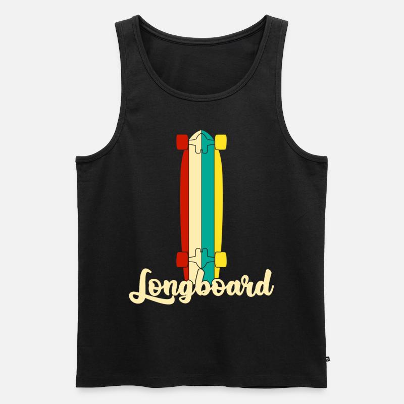 Longboard Longboarding Retro Longboarder - Débardeur bio Premium Homme - noir