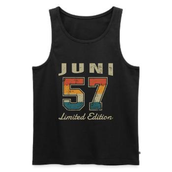 Geburtstag: Juni 1957 - Limited Edition Retro - Männer Premium Bio Tank Top - Schwarz - Vorne - Michal (187cm)