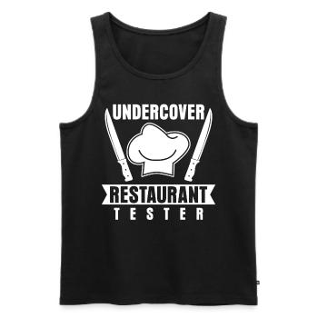 Restauranttester Restaurant Essen - Männer Premium Bio Tank Top - Schwarz - Vorne - AI Model Male 178 light (178cm)