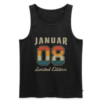 Geburtstag: Januar 2008 - Limited Edition Retro - Männer Premium Bio Tank Top - Schwarz - Vorne - AI Model Male 178 light (178cm)