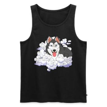 Pet Siberian Dog Gift Clouds Husky - Men's Premium Organic Tank Top - black - Front - Michal (187cm)