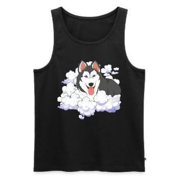 Siberian Sled Dog Gift Clouds Husky - Men's Premium Organic Tank Top - black - Front - Michal (187cm)