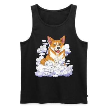 Dog Lover Dog Pet Gift Cloud Corgi - Men's Premium Organic Tank Top - black - Front - Michal (187cm)