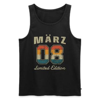 Geburtstag: März 2008 - Limited Edition Retro - Männer Premium Bio Tank Top - Schwarz - Vorne - AI Model Male 178 light (178cm)