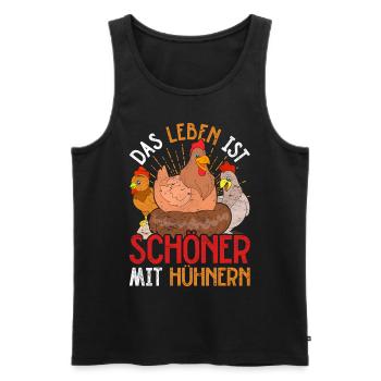 Das Leben ist schöner mit Hühnern Lustiges Huhn - Männer Premium Bio Tank Top - Schwarz - Vorne - AI Model Male 178 light (178cm)