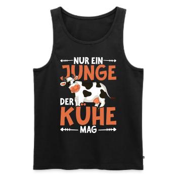 Bauernhof Tier Landwirt Bauer Jungen Geschenk Kuh - Männer Premium Bio Tank Top - Schwarz - Vorne - Michal (187cm)