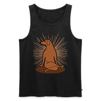 Yoga Funny Dog Dog Meditation - Men's Premium Organic Tank Top - black - Front - Michal (187cm)