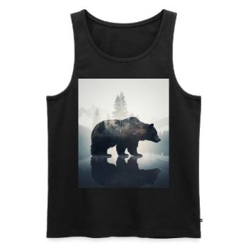 Ours majestueux dans les montagnes sur Forest - Débardeur bio Premium Homme - noir - Devant - AI Model Male 178 light (178cm)