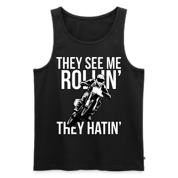 Dirtbike-Liebhaber Sie sehen mich Rollin - Männer Premium Bio Tank Top - Schwarz - Vorne - AI Model Male 178 light (178cm)