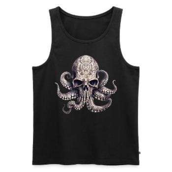 Octopus Skull Enigmatic Vintage Gradient Tentacles - Men's Premium Organic Tank Top - black - Front - AI Model Male 178 light (178cm)