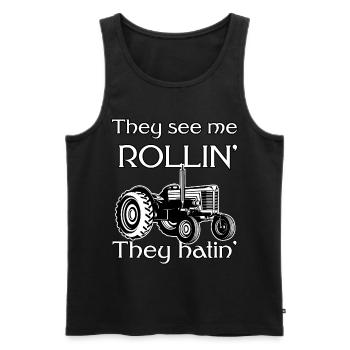Rollin' Pride : libérez la puissance du tracteur - Débardeur bio Premium Homme - noir - Devant - AI Model Male 178 light (178cm)