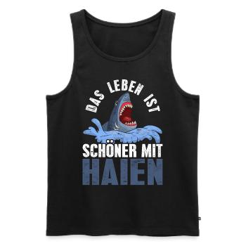 Hai - Männer Premium Bio Tank Top - Schwarz - Vorne - AI Model Male 178 light (178cm)