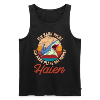 Ich kann nicht ich habe Pläne mit meinen Haien - Männer Premium Bio Tank Top - Schwarz - Vorne - AI Model Male 178 light (178cm)