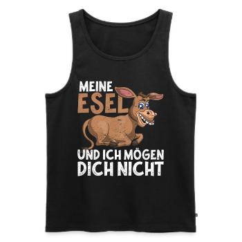 Meine Esel und ich mögen dich nicht Lustiges Esel - Männer Premium Bio Tank Top - Schwarz - Vorne - Michal (187cm)