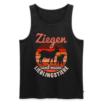 Ziegen sind meine Lieblingstiere Bauer Retro Ziege - Männer Premium Bio Tank Top - Schwarz - Vorne - Michal (187cm)