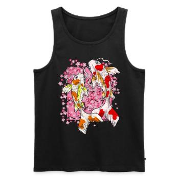 Sakura Koi Fisch Geschenk Kirschblüten Koi Karpfen - Männer Premium Bio Tank Top - Schwarz - Vorne - AI Model Male 178 light (178cm)