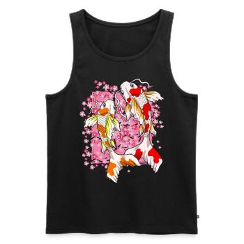 Kirschblüten Koi Fisch Geschenk Sakura Koi Karpfen - Männer Premium Bio Tank Top - Schwarz - Vorne - AI Model Male 178 light (178cm)