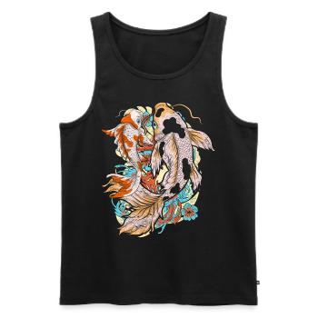 Cadeau de l’éleveur de poissons Koi japonais Carpe Koi - Débardeur bio Premium Homme - noir - Devant - AI Model Male 178 light (178cm)