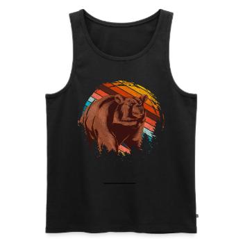 Animal Lover Forest Animal Gift Retro Bear - Men's Premium Organic Tank Top - black - Front - Michal (187cm)