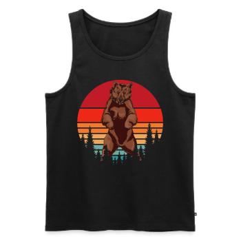 Braunbär Wald Tier Grizzly Bär Geschenk Retro Bär - Männer Premium Bio Tank Top - Schwarz - Vorne - Michal (187cm)