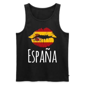 Spanien Lippen Spanisch Urlaub - Männer Premium Bio Tank Top - Schwarz - Vorne - Michal (187cm)