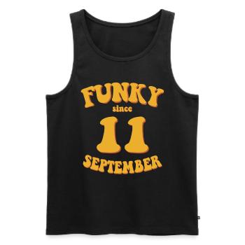 Funky Anniversaire: Septembre 2011 - Flower Power - Débardeur bio Premium Homme - noir - Devant - AI Model Male 178 light (178cm)