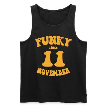 Funky Anniversaire: Novembre 2011 - Flower Power - Débardeur bio Premium Homme - noir - Devant - AI Model Male 178 light (178cm)