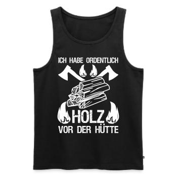 Feuerholz Kamin Ofen Feuer Brennholz - Männer Premium Bio Tank Top - Schwarz - Vorne - Michal (187cm)