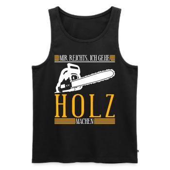 Brennholz Kamin Ofen Feuerholz Motorsäge - Männer Premium Bio Tank Top - Schwarz - Vorne - Michal (187cm)