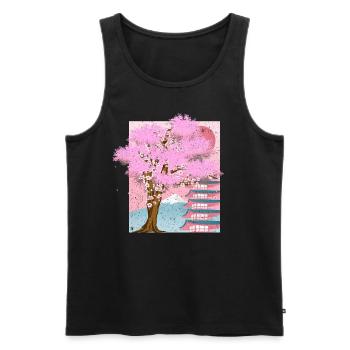 Japan Aesthetics Sakura Tree Gift Cherry Blossom - Men's Premium Organic Tank Top - black - Front - AI Model Male 178 light (178cm)