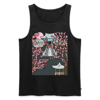 Japan Aesthetics Cherry Blossom Gift Sakura - Men's Premium Organic Tank Top - black - Front - AI Model Male 178 light (178cm)