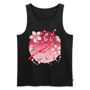 Fleurs de cerisier Culture Japonaise Cadeau Sakura - Débardeur bio Premium Homme - noir - Devant - AI Model Male 178 light (178cm)