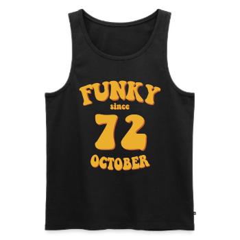 Funky Anniversaire: Octobre 1972 - Flower Power - Débardeur bio Premium Homme - noir - Devant - Michal (187cm)
