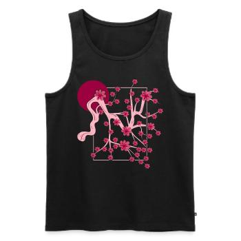 Fleur de cerisier du Japon Cadeau Lune Japonaise Sakura - Débardeur bio Premium Homme - noir - Devant - Michal (187cm)