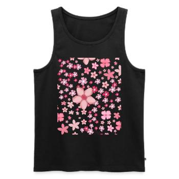Cherry Blossom Pattern Gift Japanese Sakura - Men's Premium Organic Tank Top - black - Front - AI Model Male 178 light (178cm)