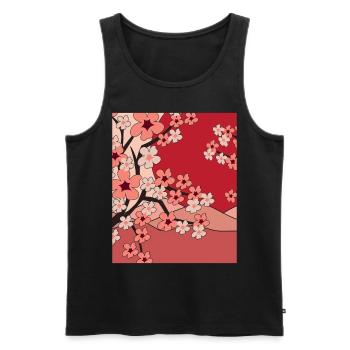 Japonais Sakura Nature Cadeau Fleurs de cerisier - Débardeur bio Premium Homme - noir - Devant - Michal (187cm)