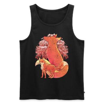 Forest Dweller Sakura Gift Cherry Blossom Fox - Men's Premium Organic Tank Top - black - Front - Michal (187cm)