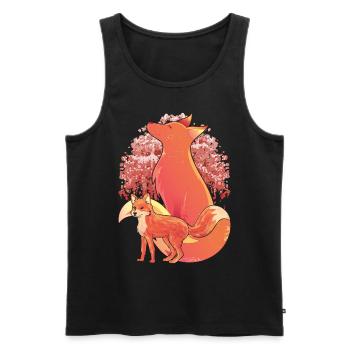 Cherry Blossom Forest Animal Sakura Fox Gift Fox - Men's Premium Organic Tank Top - black - Front - Michal (187cm)