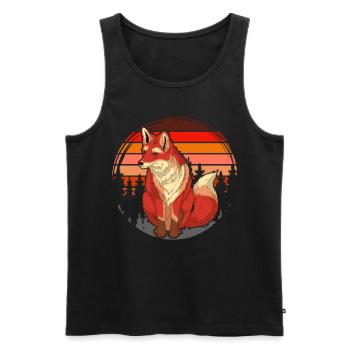 Animal Lover Forest Animal Gift Retro Nature Fox - Men's Premium Organic Tank Top - black - Front - Michal (187cm)