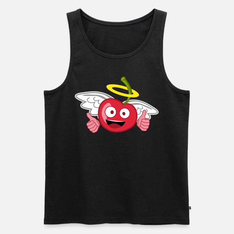 Kirschen Engel Heiligenschein Kirsche - Männer Premium Bio Tank Top - Schwarz