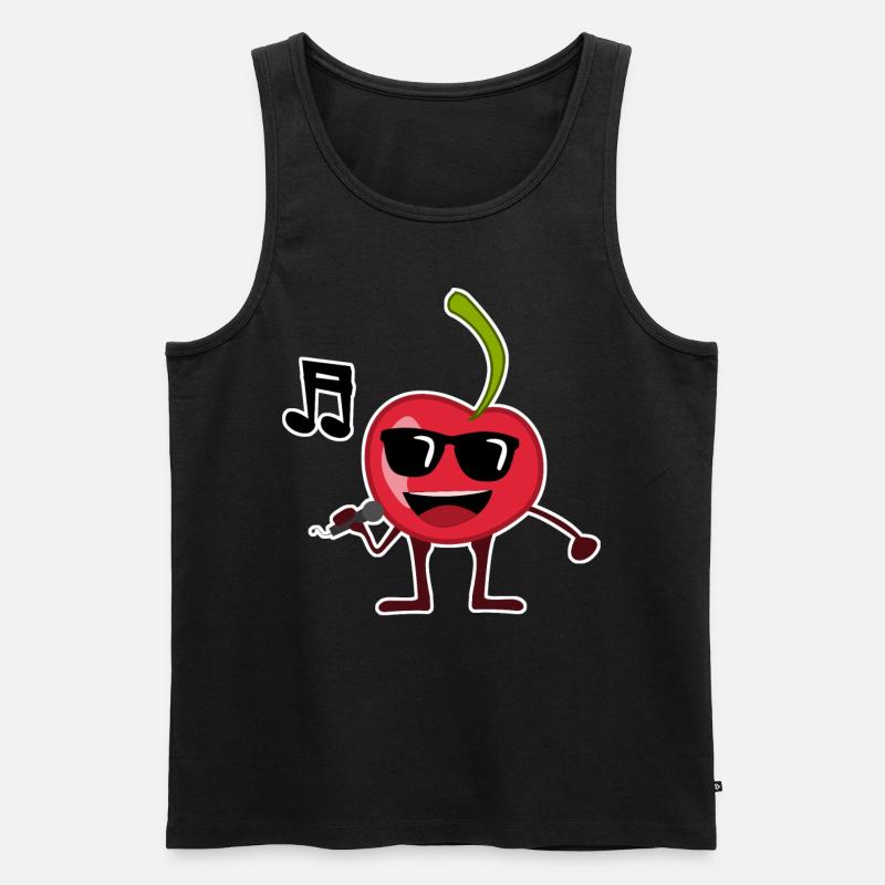 Kirsche singt Musik Kirschen - Männer Premium Bio Tank Top - Schwarz